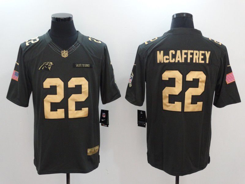 Men Carolina Panthers #22 McCaffrey gold number Nike Salute to Service Limited NFL Jersey->chicago bears->NFL Jersey